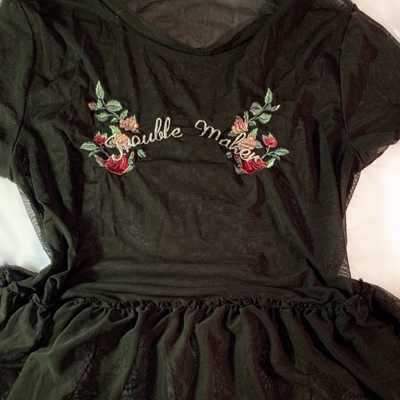 Arizona Jean Company Tops - Black See through mesh tutu flare peplum top tee